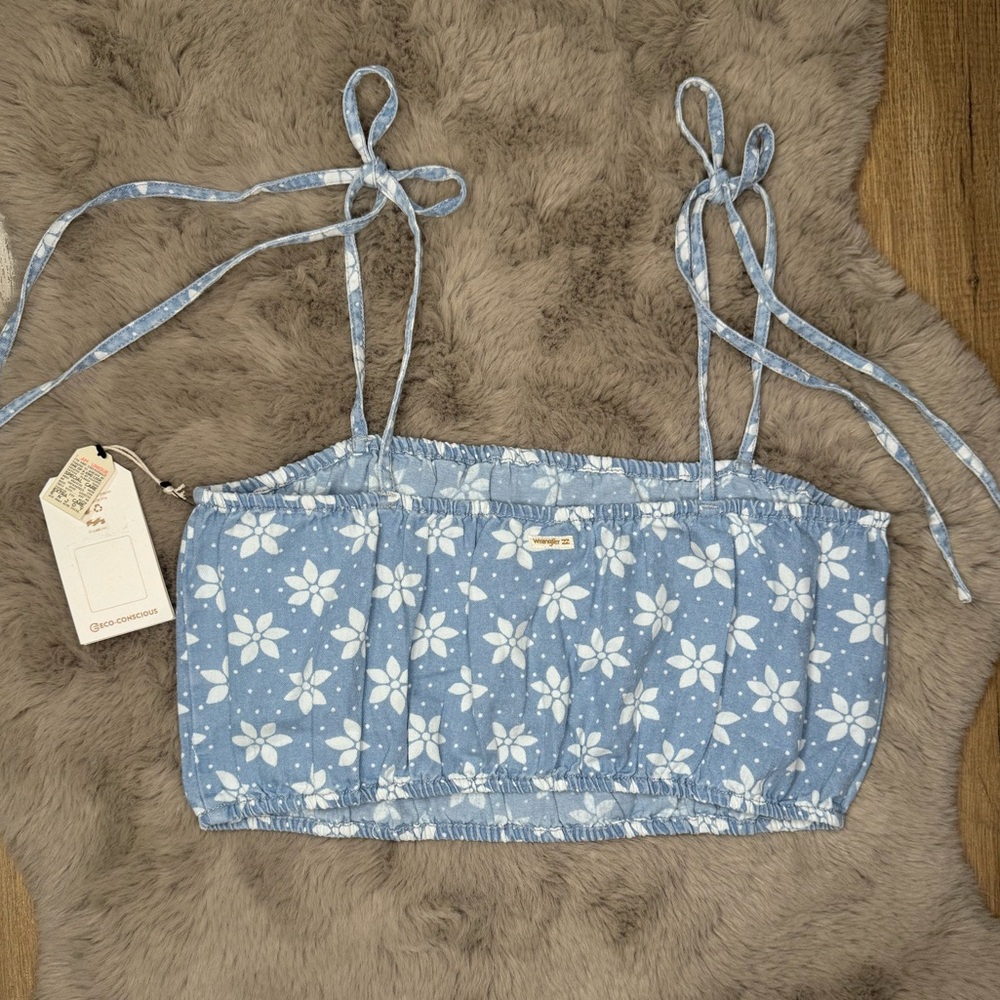 Billabong X Wrangler Denim Crop Top in Rodeo Blue Size L BNWT Cowgirl Western